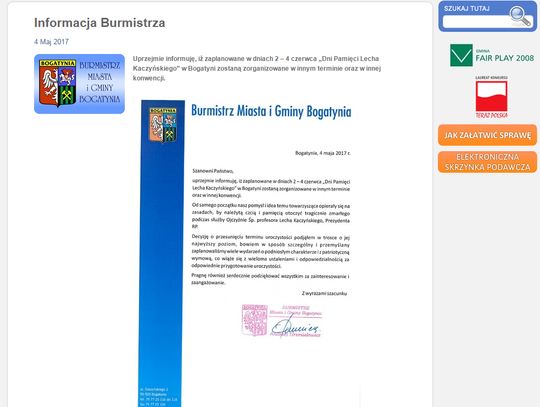 Dni Pamięci przeniesione?