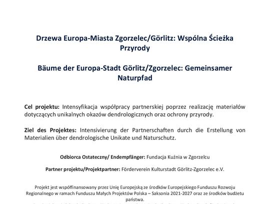 Drzewa bez granic – wspólna ścieżka przyrody Zgorzelca i Görlitz wkrótce online