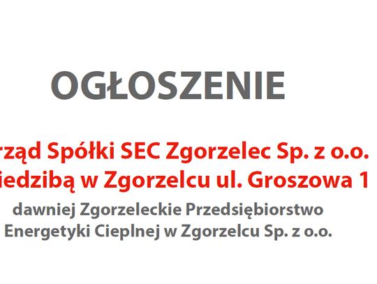 Ogłoszenie - SEC ZGORZELEC