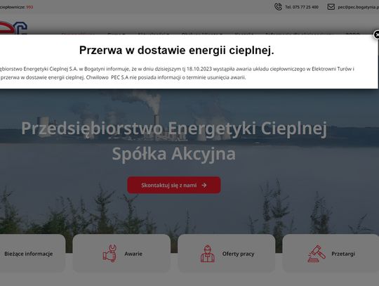 Przerwa w dostawie energii cieplnej