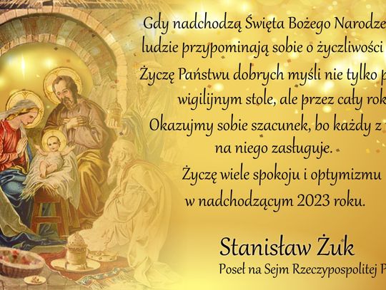 Życzenia Bożonarodzeniowe Stanisław Żuka Posła na Sejm RP