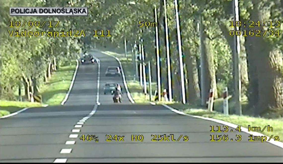 Motocyklista pędził 120 km/h przy ograniczeniu do 50 km/h