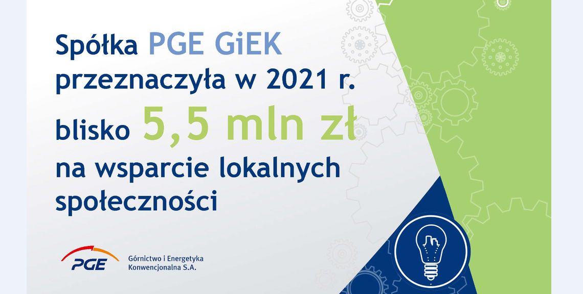 PGE GiEK: blisko 5,5 mln zł na wsparcie lokalnych społeczności w 2021 r.