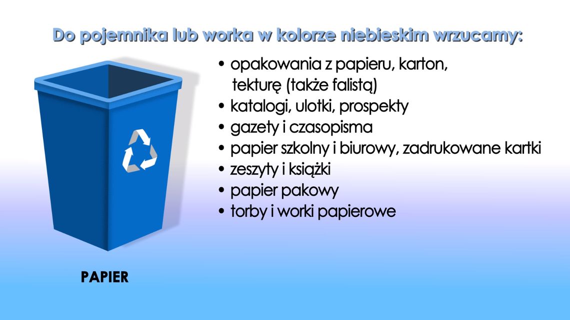 Segregacja odpadów - kolor niebieski