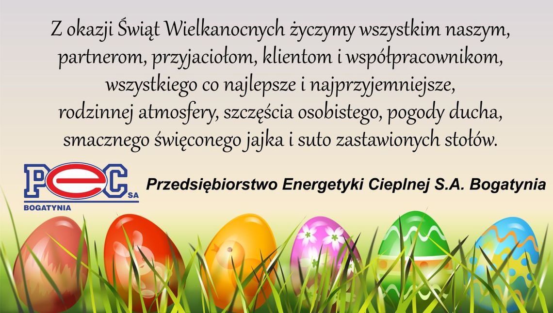 Życzenia wielkanocne Przedsiębiorstwa Energetyki Cieplnej w Bogatyni