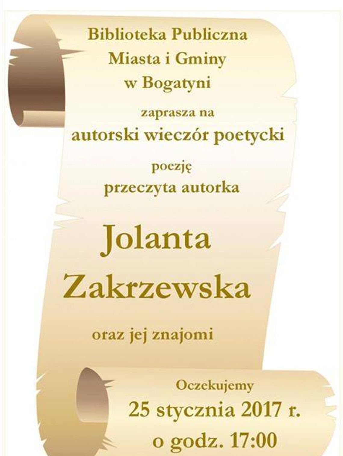 Autorski wieczór poetycki Jolanty Zakrzewskiej