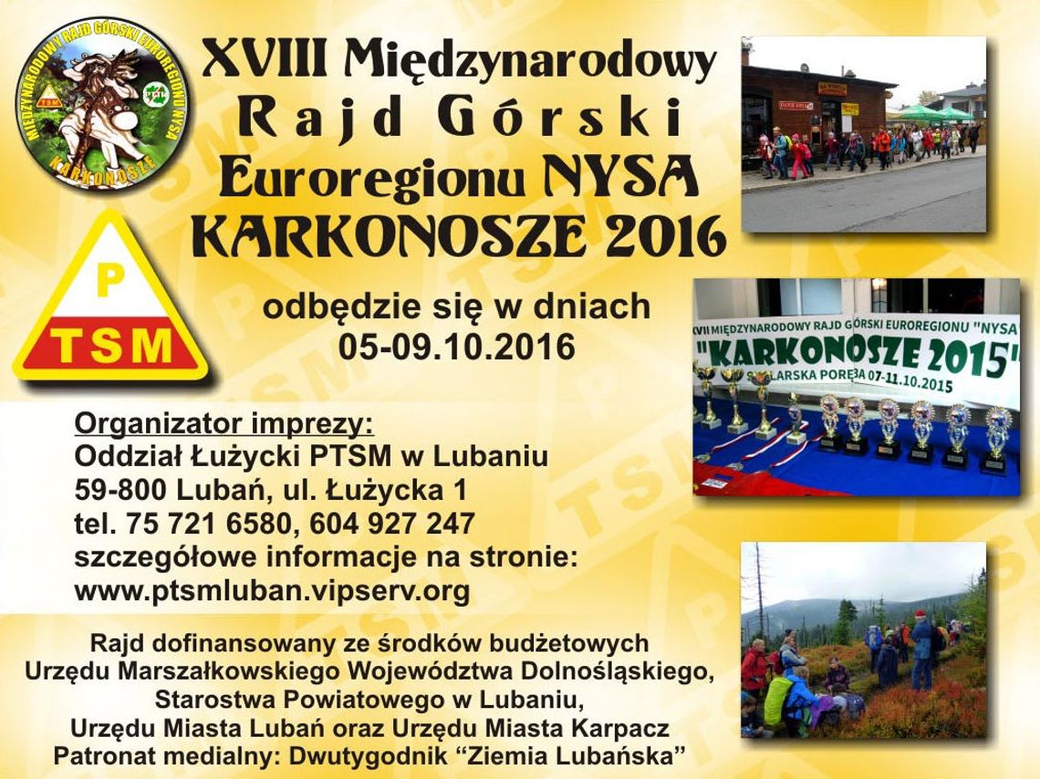 XVIII Międzynarodowy Rajd Górski Euroregionu NYSA KARKONOSZE 2016